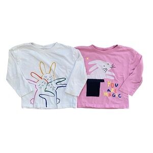 Hanna Andersson - Long Sleeve Bunny Bundle - White and Pink Bunny - 3T